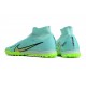 Nike Air Zoom Mercurial Superfly IX Elite TF High-top Turqoise Green Women And Men Soccer Cleats 