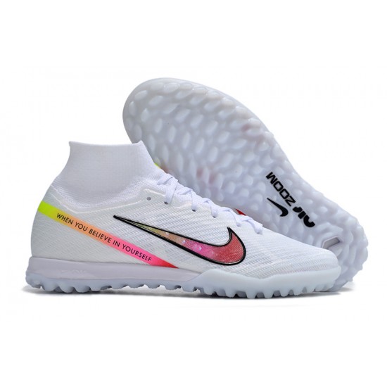 Nike Air Zoom Mercurial Superfly IX Elite TF High-top White Multi Women And Men Soccer Cleats 