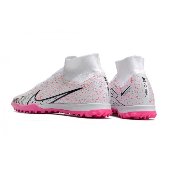 Nike Air Zoom Mercurial Superfly IX Elite TF High-top White Pink Women And Men Soccer Cleats 