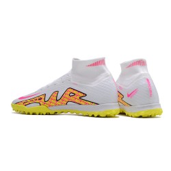 Nike Air Zoom Mercurial Superfly IX Elite TF High-top White Yellow Women And Men Soccer Cleats 