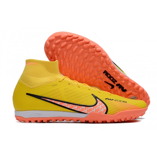 Nike Air Zoom Mercurial Superfly IX Elite TF High-top Yellow Women And Men Soccer Cleats 