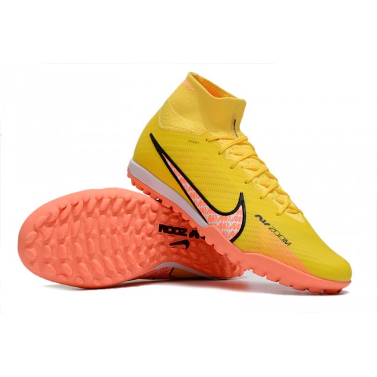 Nike Air Zoom Mercurial Superfly IX Elite TF High-top Yellow Women And Men Soccer Cleats 