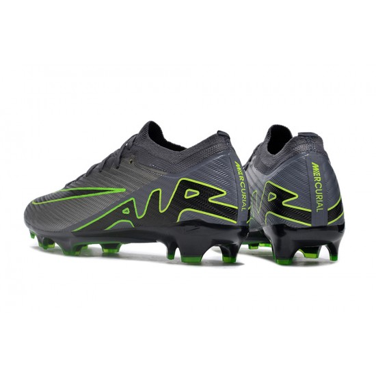 Nike Air Zoom Mercurial Vapor XV Elite FG Low-top Black Grey Green Women And Men Soccer Cleats 