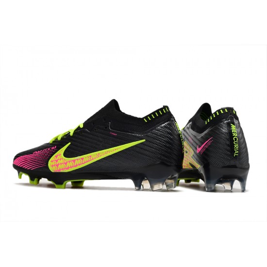 Nike Air Zoom Mercurial Vapor XV Elite FG Low-top Black Pink Yellow Men Soccer Cleats 