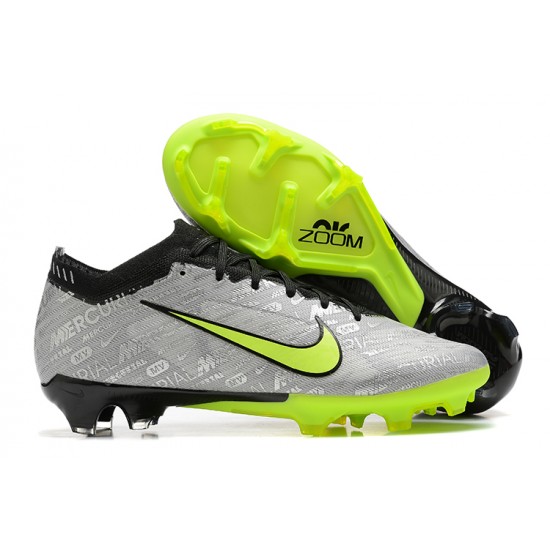 Nike Air Zoom Mercurial Vapor XV Elite FG Low-top Black Sliver Green Men Soccer Cleats 