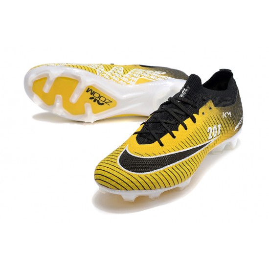 Nike Air Zoom Mercurial Vapor XV Elite FG Low-top Black White Yellow Women And Men Soccer Cleats 