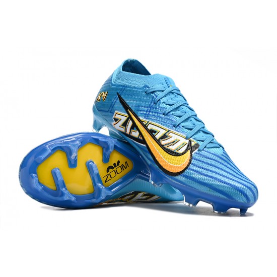 Nike Air Zoom Mercurial Vapor XV Elite FG Low-top Blue Yellow Men Soccer Cleats 