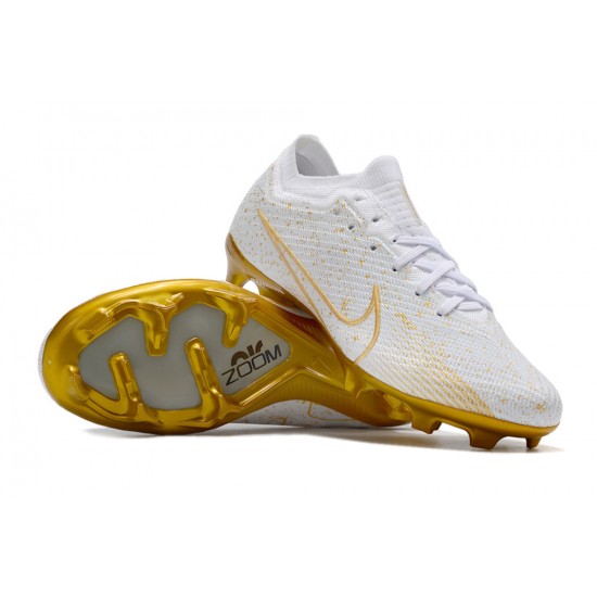 Nike Air Zoom Mercurial Vapor XV Elite FG Low-top Gold White Men Soccer Cleats 