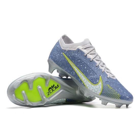 Nike Air Zoom Mercurial Vapor XV Elite FG Low-top Grey Blue Green Men Soccer Cleats 