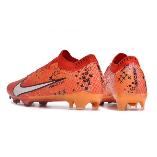 Nike Air Zoom Mercurial Vapor XV Elite FG Low-top Orange Red Black Women And Men Soccer Cleats 