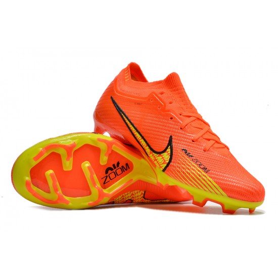 Nike Air Zoom Mercurial Vapor XV Elite FG Low-top Orange Yellow Black Men Soccer Cleats 