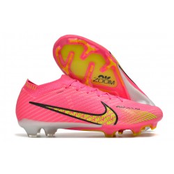 Nike Air Zoom Mercurial Vapor XV Elite FG Low-top Pink Yellow White Women And Men Soccer Cleats 