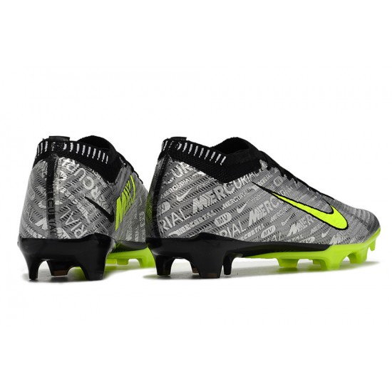 Nike Air Zoom Mercurial Vapor XV Elite FG Low-top Sliver Black Green Women And Men Soccer Cleats 