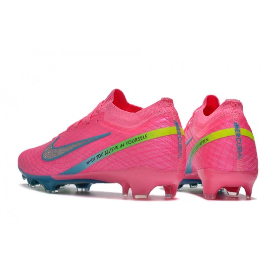 Nike Air Zoom Mercurial Vapor XV Elite FG Low-top Turqoise Pink Green Women And Men Soccer Cleats 