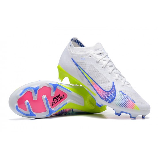 Nike Air Zoom Mercurial Vapor XV Elite FG Low-top White Blue Green Women And Men Soccer Cleats 