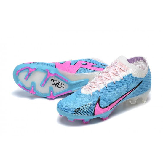 Nike Air Zoom Mercurial Vapor XV Elite FG Low-top White Blue Pink Women And Men Soccer Cleats 