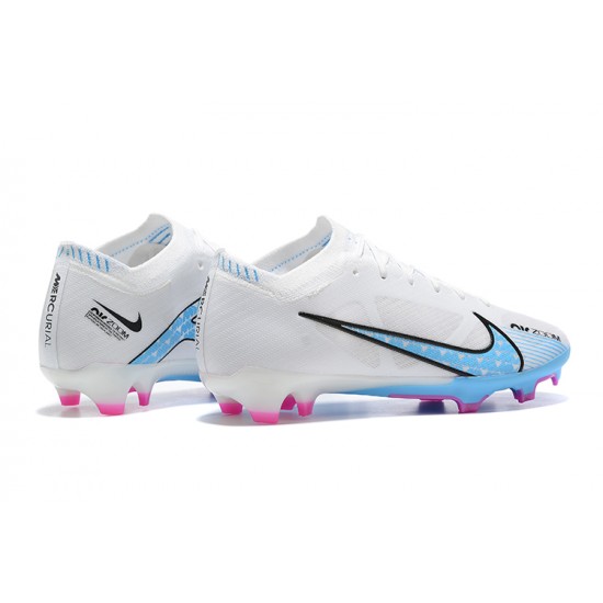 Nike Air Zoom Mercurial Vapor XV Elite FG Low-top White Blue Women And Men Soccer Cleats 