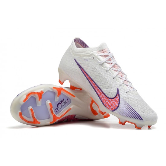 Nike Air Zoom Mercurial Vapor XV Elite FG Low-top White Purple Men Soccer Cleats 