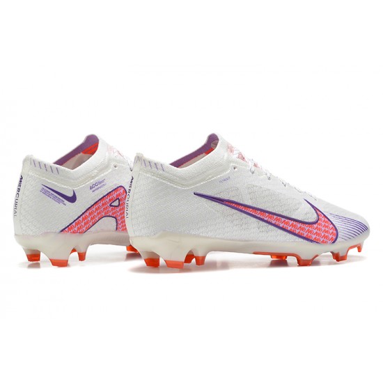 Nike Air Zoom Mercurial Vapor XV Elite FG Low-top White Purple Men Soccer Cleats 