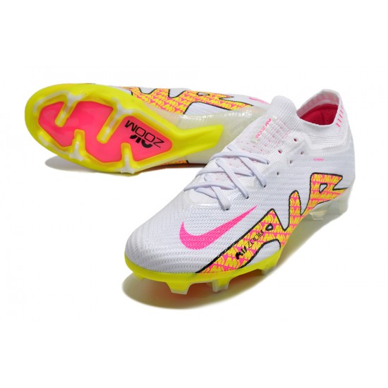 Nike Air Zoom Mercurial Vapor XV Elite FG Low-top White Yellow Pink Men Soccer Cleats