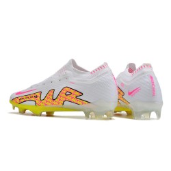 Nike Air Zoom Mercurial Vapor XV Elite FG Low-top White Yellow Pink Men Soccer Cleats