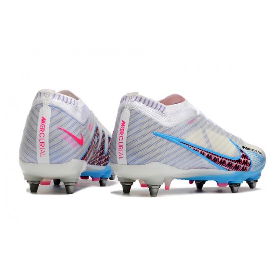 Nike Air Zoom Mercurial Vapor XV Elite SG Low-top White Blue Pink Men Soccer Cleats