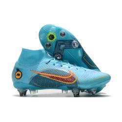 Nike Mercurial Superfiy VIII Elite SG PRO Anti Clog High-top Blue Men Soccer Cleats 