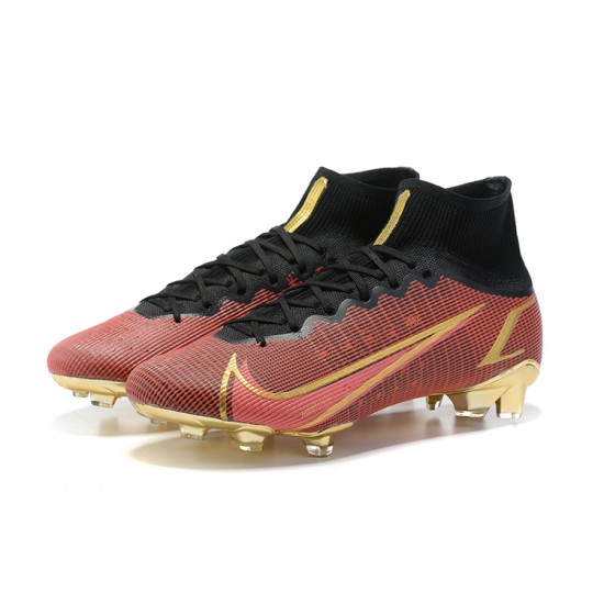 Nike Mercurial Superfly 8 Elite FG High-top Black Brown Gold Men Soccer Cleats 