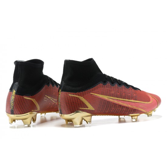 Nike Mercurial Superfly 8 Elite FG High-top Black Brown Gold Men Soccer Cleats 