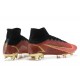 Nike Mercurial Superfly 8 Elite FG High-top Black Brown Gold Men Soccer Cleats 