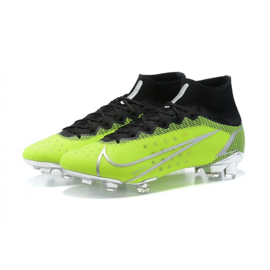 Nike Mercurial Superfly 8 Elite FG High-top Black Green Sliver Men Soccer Cleats 