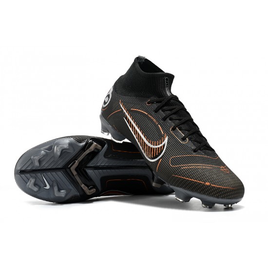 Nike Mercurial Superfly 8 Elite FG High-top Black Grey Brown Men Soccer Cleats 