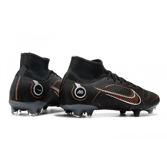 Nike Mercurial Superfly 8 Elite FG High-top Black Grey Brown Men Soccer Cleats 