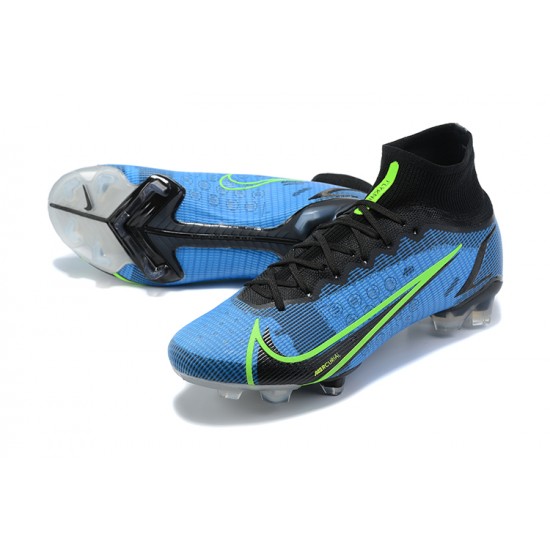 Nike Mercurial Superfly 8 Elite FG High-top Blue Black Men Soccer Cleats 