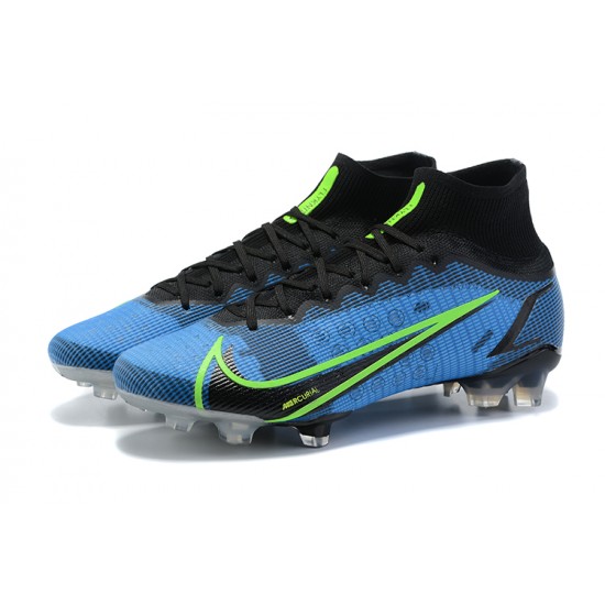 Nike Mercurial Superfly 8 Elite FG High-top Blue Black Men Soccer Cleats 