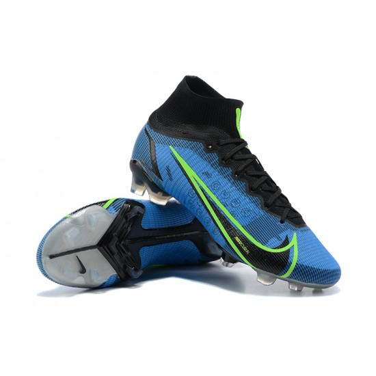 Nike Mercurial Superfly 8 Elite FG High-top Blue Black Men Soccer Cleats 