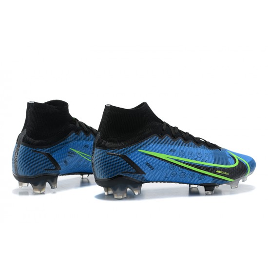 Nike Mercurial Superfly 8 Elite FG High-top Blue Black Men Soccer Cleats 