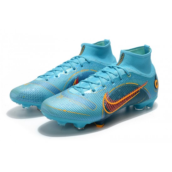 Nike Mercurial Superfly 8 Elite FG High-top Blue Women And Men Soccer Cleats 