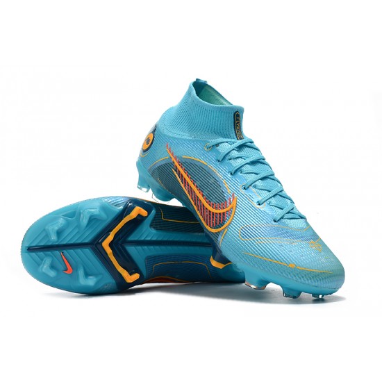 Nike Mercurial Superfly 8 Elite FG High-top Blue Women And Men Soccer Cleats 