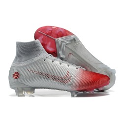 Nike Mercurial Superfly 8 Elite FG High-top Sliver Red Men Soccer Cleats 