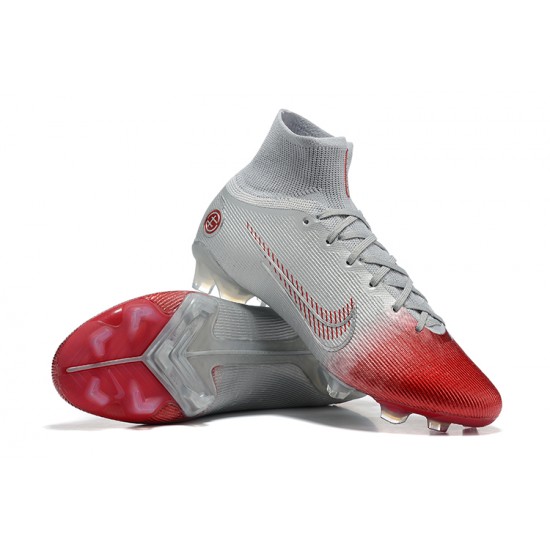 Nike Mercurial Superfly 8 Elite FG High-top Sliver Red Men Soccer Cleats 