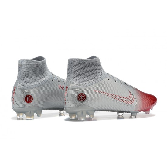 Nike Mercurial Superfly 8 Elite FG High-top Sliver Red Men Soccer Cleats 