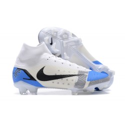 Nike Mercurial Superfly 8 Elite FG High-top White Blue Men Soccer Cleats 