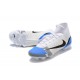 Nike Mercurial Superfly 8 Elite FG High-top White Blue Men Soccer Cleats 