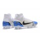 Nike Mercurial Superfly 8 Elite FG High-top White Blue Men Soccer Cleats 