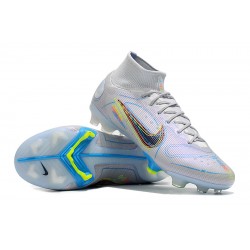 Nike Mercurial Superfly 8 Elite FG High-top White Blue Multi Men Soccer Cleats 