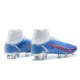 Nike Mercurial Superfly 8 Elite FG High-top White Blue Sliver Men Soccer Cleats 