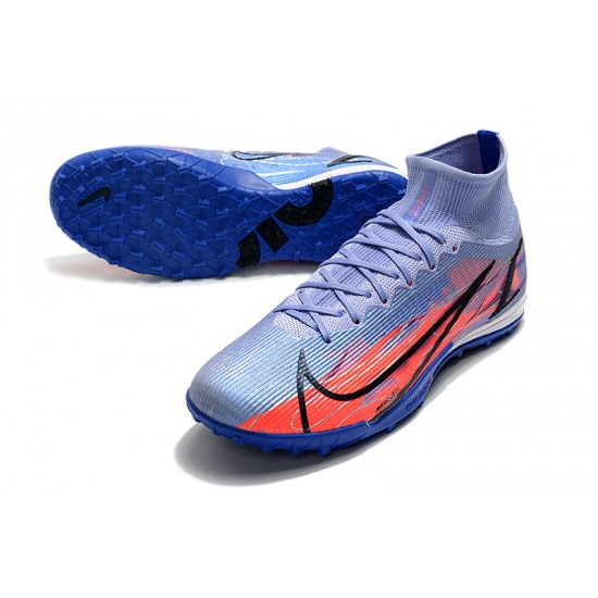 Nike Mercurial Superfly 9 Elite TF High-top Blue Pink Black Men Soccer Cleats 