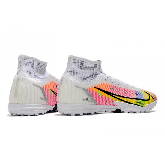 Nike Mercurial Superfly 9 Elite TF High-top Pink Black White Men Soccer Cleats 