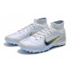 Nike Mercurial Superfly 9 Elite TF High-top White Blue Men Soccer Cleats 